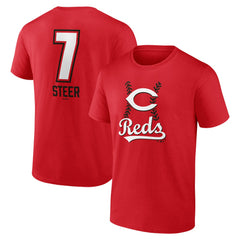 Spencer Steer Cincinnati Reds Name & Number Fastball T-Shirt | MLB Near me
