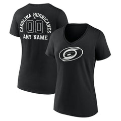 Carolina Hurricanes Women's Personalized Name & Number Monochrome V-Neck T-Shirt On Sale
