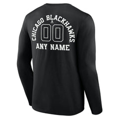 Chicago Blackhawks Personalized Name & Number Monochrome Long Sleeve T-Shirt On Sale