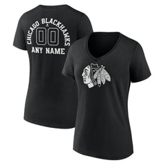 Chicago Blackhawks Women's Personalized Name & Number Monochrome V-Neck T-Shirt Discount
