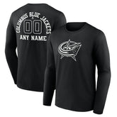 Columbus Blue Jackets Personalized Name & Number Monochrome Long Sleeve T-Shirt On Sale