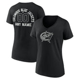 Columbus Blue Jackets Women's Personalized Name & Number Monochrome V-Neck T-Shirt Discount