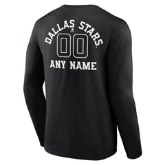 Dallas Stars Personalized Name & Number Monochrome Long Sleeve T-Shirt On Sale