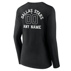 Dallas Stars Women's Personalized Name & Number Monochrome Long Sleeve V-Neck T-Shirt On Sale