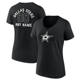 Dallas Stars Women's Personalized Name & Number Monochrome V-Neck T-Shirt Outlet