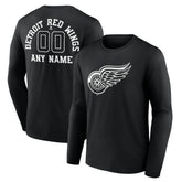 Detroit Red Wings Personalized Name & Number Monochrome Long Sleeve T-Shirt Sale