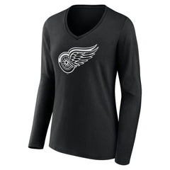 Detroit Red Wings Women's Personalized Name & Number Monochrome Long Sleeve V-Neck T-Shirt On Sale