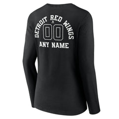 Detroit Red Wings Women's Personalized Name & Number Monochrome Long Sleeve V-Neck T-Shirt On Sale