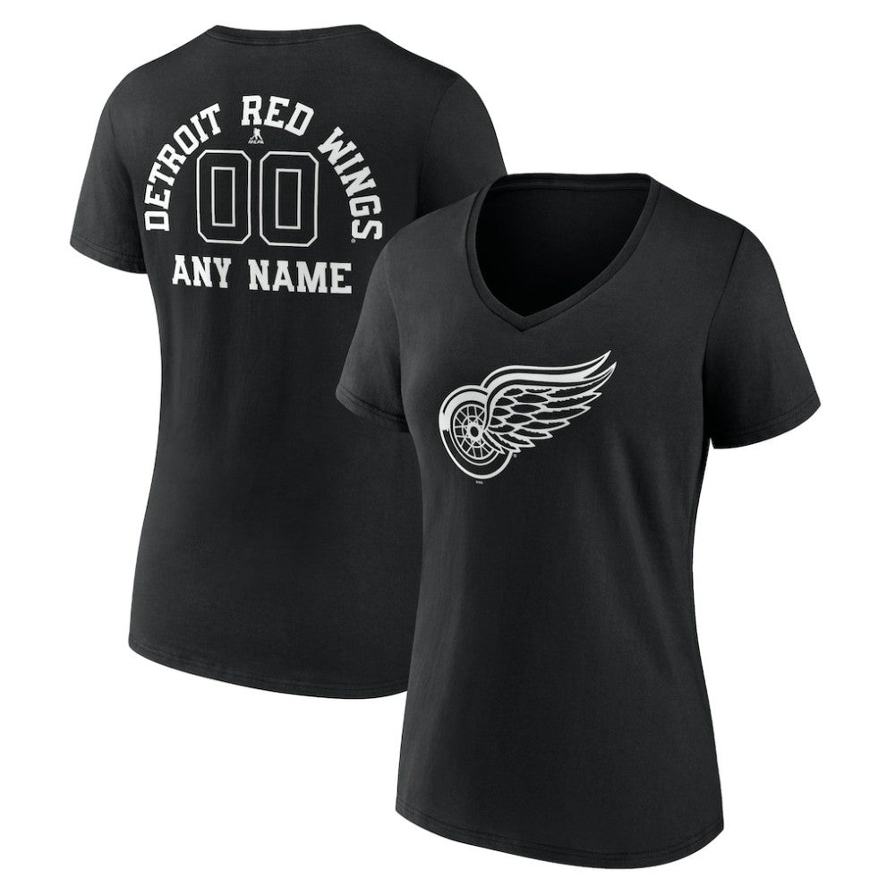 Detroit Red Wings Women's Personalized Name & Number Monochrome V-Neck T-Shirt Sale