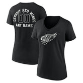 Detroit Red Wings Women's Personalized Name & Number Monochrome V-Neck T-Shirt Sale