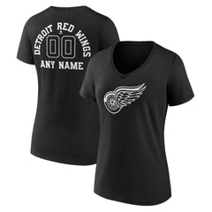 Detroit Red Wings Women's Personalized Name & Number Monochrome V-Neck T-Shirt Sale