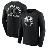 Edmonton Oilers Personalized Name & Number Monochrome Long Sleeve T-Shirt Discount