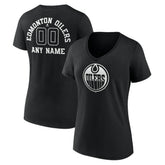 Edmonton Oilers Women's Personalized Name & Number Monochrome V-Neck T-Shirt For Sale