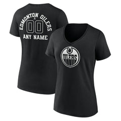 Edmonton Oilers Women's Personalized Name & Number Monochrome V-Neck T-Shirt For Sale