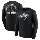 Minnesota Wild Personalized Name & Number Monochrome Long Sleeve T-Shirt For Sale