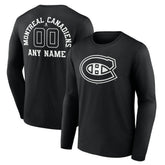 Montreal Canadiens Personalized Name & Number Monochrome Long Sleeve T-Shirt On Sale