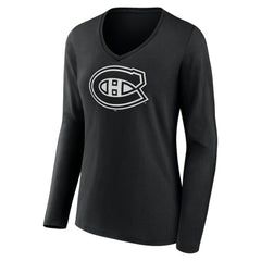 Montreal Canadiens Women's Personalized Name & Number Monochrome Long Sleeve V-Neck T-Shirt On Sale
