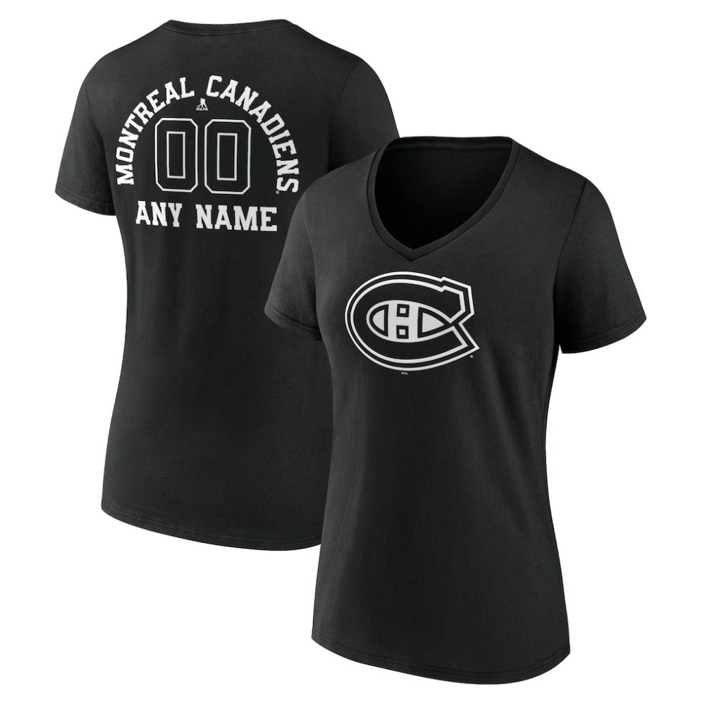 Montreal Canadiens Women's Personalized Name & Number Monochrome V-Neck T-Shirt Discount