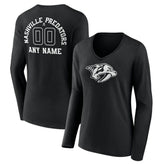 Nashville Predators Women's Personalized Name & Number Monochrome Long Sleeve V-Neck T-Shirt Online