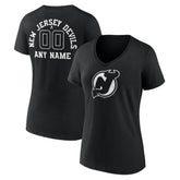 New Jersey Devils Women's Personalized Name & Number Monochrome V-Neck T-Shirt Online