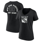 New York Rangers Women's Personalized Name & Number Monochrome V-Neck T-Shirt For Sale