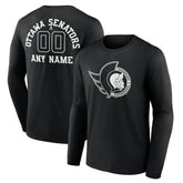 Ottawa Senators Personalized Name & Number Monochrome Long Sleeve T-Shirt On Sale