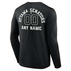 Ottawa Senators Personalized Name & Number Monochrome Long Sleeve T-Shirt On Sale