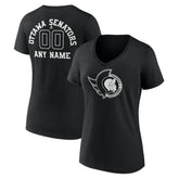 Ottawa Senators Women's Personalized Name & Number Monochrome V-Neck T-Shirt On Sale