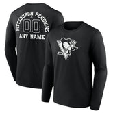 Pittsburgh Penguins Personalized Name & Number Monochrome Long Sleeve T-Shirt Discount