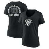 Pittsburgh Penguins Women's Personalized Name & Number Monochrome V-Neck T-Shirt Sale
