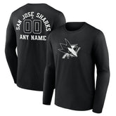San Jose Sharks Personalized Name & Number Monochrome Long Sleeve T-Shirt For Sale
