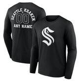 Seattle Kraken Personalized Name & Number Monochrome Long Sleeve T-Shirt On Sale