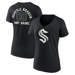 Seattle Kraken Women's Personalized Name & Number Monochrome V-Neck T-Shirt On Sale