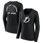 Tampa Bay Lightning Women's Personalized Name & Number Monochrome Long Sleeve V-Neck T-Shirt Sale