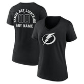 Tampa Bay Lightning Women's Personalized Name & Number Monochrome V-Neck T-Shirt Outlet
