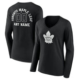 Toronto Maple Leafs Women's Personalized Name & Number Monochrome Long Sleeve V-Neck T-Shirt Outlet