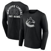 Vancouver Canucks Personalized Name & Number Monochrome Long Sleeve T-Shirt Online