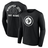 Winnipeg Jets Personalized Name & Number Monochrome Long Sleeve T-Shirt Discount