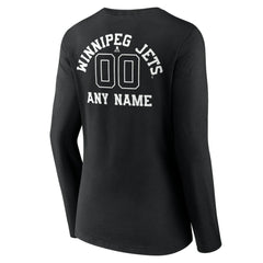 Winnipeg Jets Women's Personalized Name & Number Monochrome Long Sleeve V-Neck T-Shirt For Sale