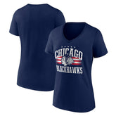 Chicago Blackhawks Women's Americana Team V-Neck T-Shirt On Sale