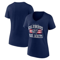 Columbus Blue Jackets Women's Americana Team V-Neck T-Shirt On Sale