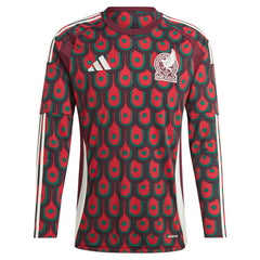 Mexico National Team 2024 Home Replica Long Sleeve Jersey Burgundy - Adidas
