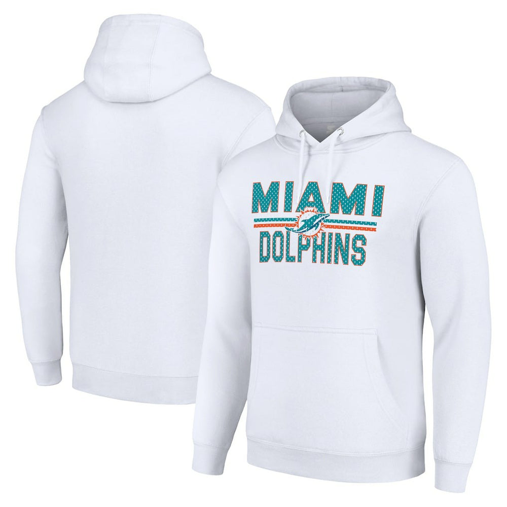 Miami Dolphins Starter Unisex Team Mesh Print Graphic Tri-Blend Pullover Hoodie
