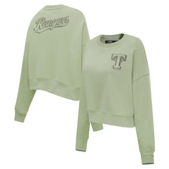 Texas Rangers Pro Standard Women's Neutral Oversized Boxy Cropped Pullover Sweatshirt | MLB On Sale