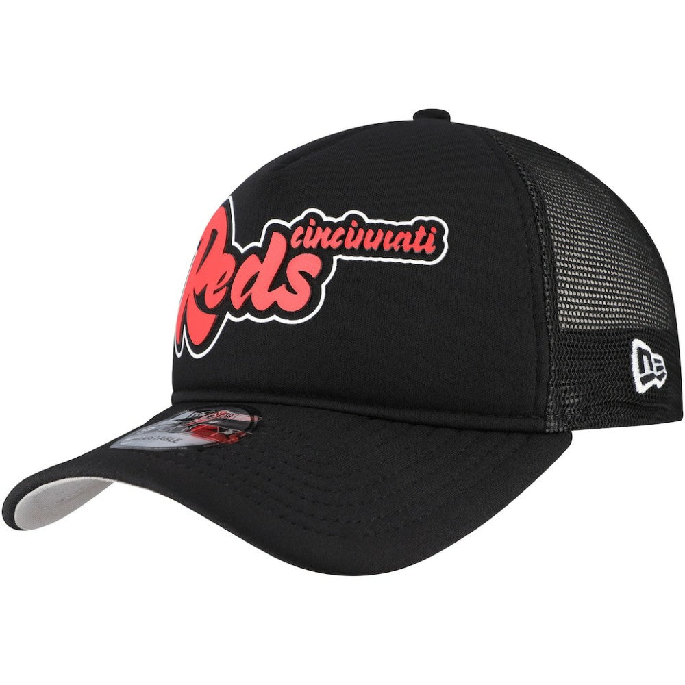 Cincinnati Reds New Era Retro Bold A-Frame Trucker 9FORTY Adjustable Hat | MLB Outlet