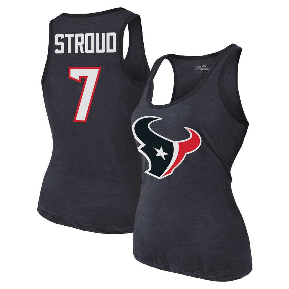 Houston Texans C.J. Stroud Majestic Threads Women's Name & Number Tri-Blend Tank Top