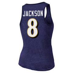 Baltimore Ravens Lamar Jackson Majestic Threads Women's Name & Number Tri-Blend Tank Top