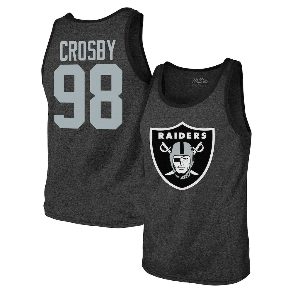 Las Vegas Raiders Maxx Crosby Majestic Threads Tri-Blend Player Name & Number Tank Top