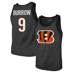 Cincinnati Bengals Joe Burrow Majestic Threads Tri-Blend Player Name & Number Tank Top