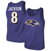 Baltimore Ravens Lamar Jackson Majestic Threads Tri-Blend Player Name & Number Tank Top